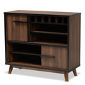 Baxton Studio Margo Walnut Brown and Black Finished Wood Wine Storage Cabinet 163-10442